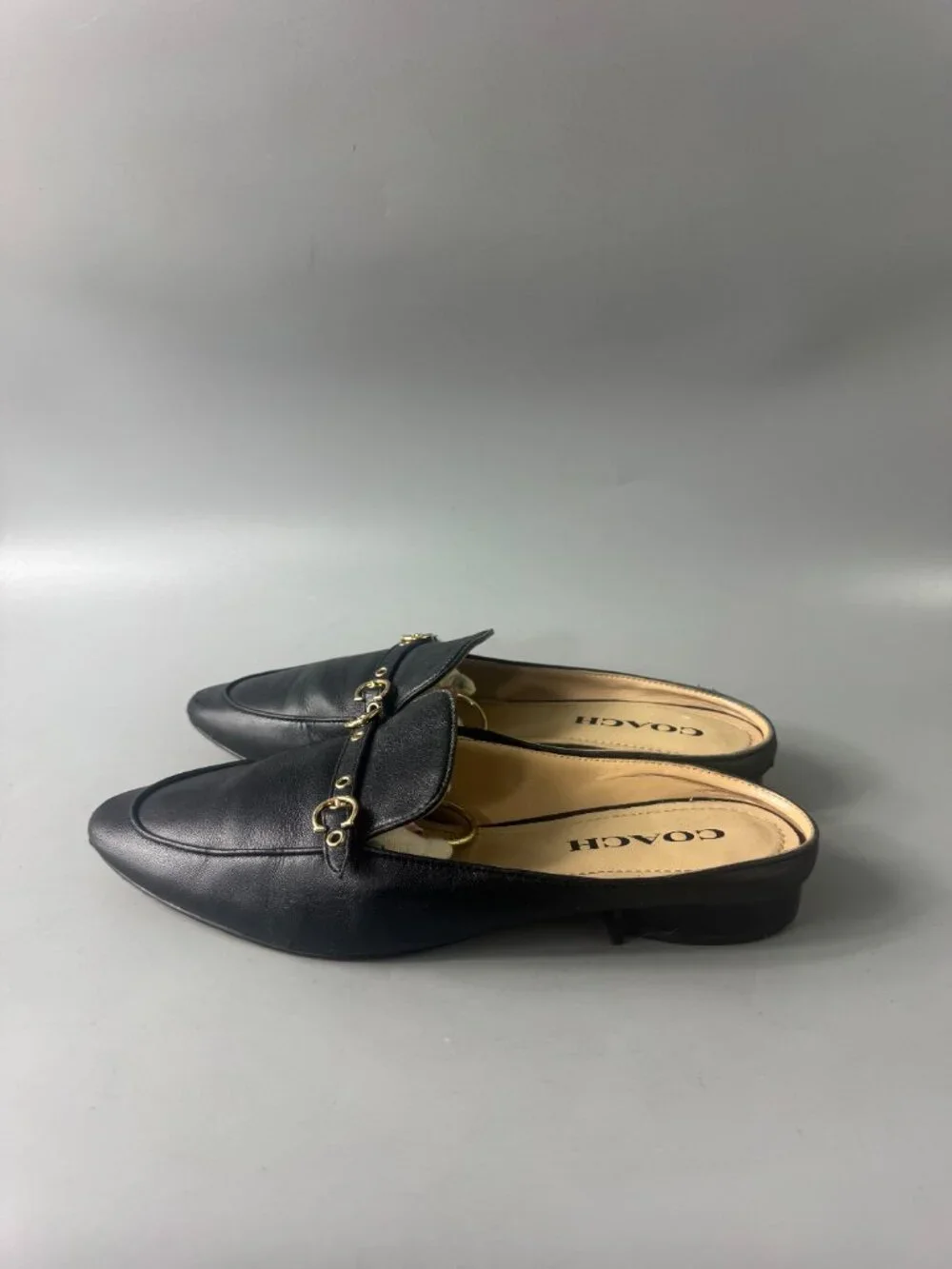 Authentic Coach Irene Black Leather Mule, Size 7.5 B